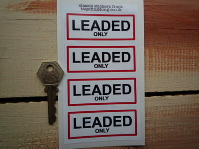 Leaded Only Petrol Fuel Cap Filler Stickers. 3" Set of 4.