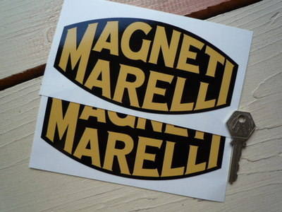 Magneti Marelli Black & Yellow Blunted Oval Stickers - 4", 6" or 6.5" Pair