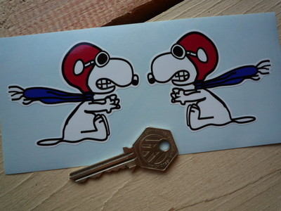 Flying Snoopy Handed Stickers. 3" Pair.