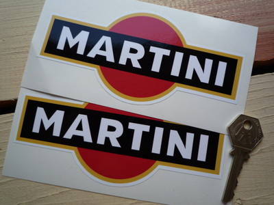 Martini Logo Stickers. Black With Gold Line. 3.25", 4", 5" or 6" Pair.
