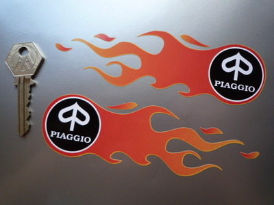 Piaggio Flames Handed Stickers. 5.5" Pair.