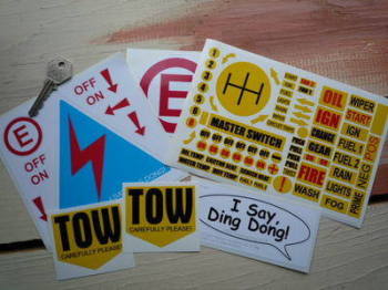Race Car Switch Dashboard Tow Stickers Pack. 