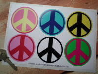 Ban The Bomb Peace Coloured Stickers. Set of 6. 2.5