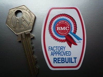BMC Factory Approved Rebuilt Components Sticker. 2".