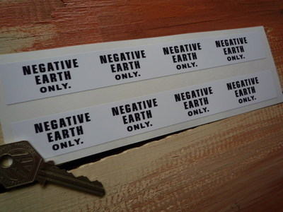 Negative Earth Only Pump Style Stickers. 7.5" Pair.