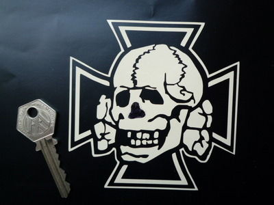 Skull & Iron Cross Cut Vinyl Sticker. 4