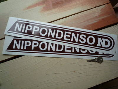 Nippondenso Brown & White Stickers. 17.5" Pair.