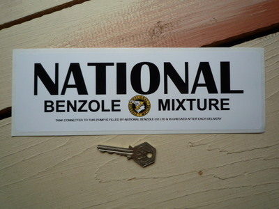 National Benzole Mixture Black Text Oblong Sticker. 10.5