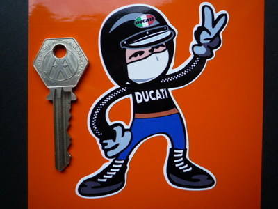 Ducati Rider Jet Helmet 2 Fingered Salute Sticker. 3.5".