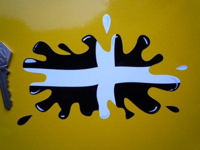 Cornwall Cornish Plain Flag Splat Style Sticker. 6".