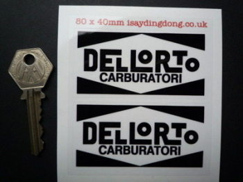Dellorto Carburatori Black & Clear Stickers. 80mm Pair.