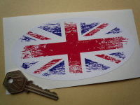 Union Jack Coloured Fade To White Oval Sticker. 4" or 6".