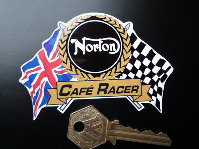 Norton Flag & Scroll Various Models Sticker. 4".
