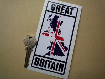 Great Britain Union Jack Map Sticker. 2.5" x 5.5".