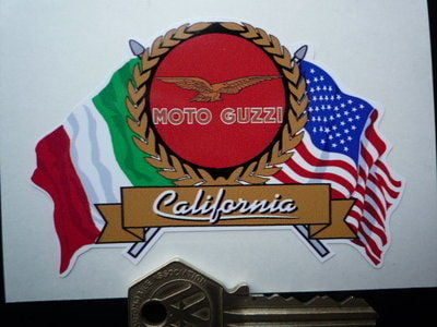 Moto Guzzi California Flag & Scroll Style Sticker. 4