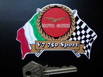 Moto Guzzi V7 750 Sport Flag & Scroll Style Sticker. 4