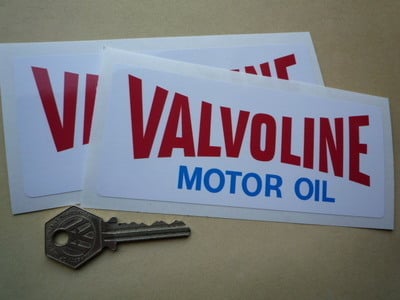 Valvoline Motor Oil Oblong Stickers. 6" Pair.