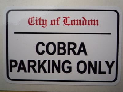 Cobra Parking Only. London Street Sign Style Sticker. 3", 6" or 12".