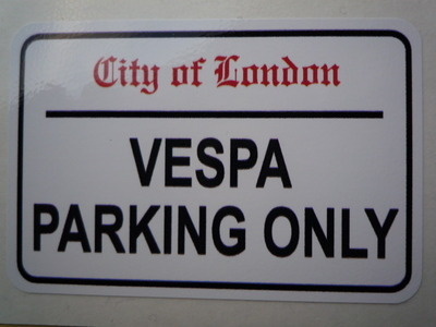 Vespa Parking Only. London Street Sign Style Sticker. 3", 6" or 12".