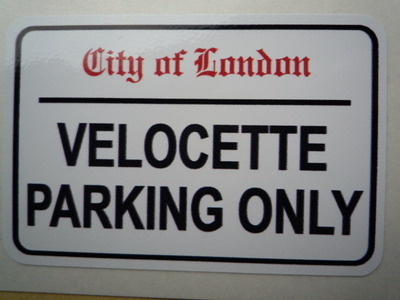 Velocette Parking Only. London Street Sign Style Sticker. 3