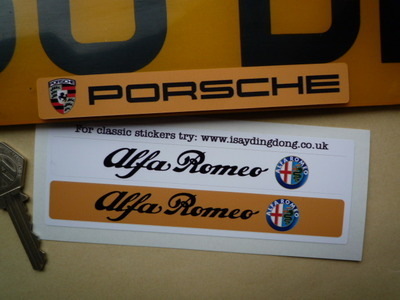 Alfa Romeo Number Plate Dealer Logo Cover Stickers. 5.5" Pair.
