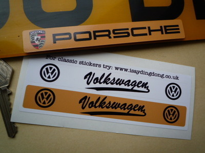 Volkswagen VW Black Logo Number Plate Dealer Cover Stickers. 140mm or 170mm Pair.