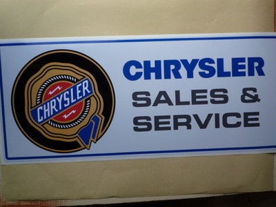 Chrysler Sales & Service Workshop Sticker. 23.5".