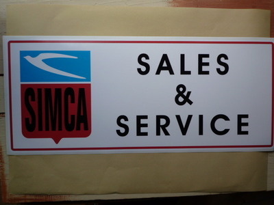 Simca Sales & Service Workshop Sticker. 23.5".