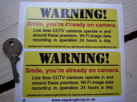 Warning! 'Smile, You're already on camera' CCTV Stickers. 4.75