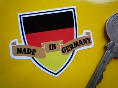 Made in Germany Shield & Scroll Sticker. 2".