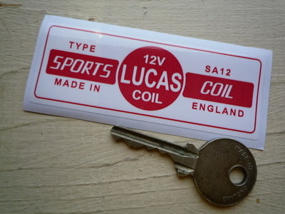 Lucas Sports Coil Sticker. Red & White. 12V. 33.