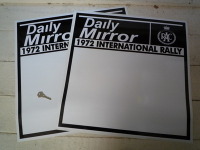 Daily Mirror RAC 1972 International Rally Door Panel Stickers. 21" Pair.
