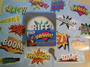 Vintage Style Action Comic Book Labels Set of 15 Stickers in Gift Tin. 