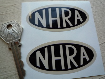 NHRA Logo Black & Cream Oval Stickers. 3" Pair.
