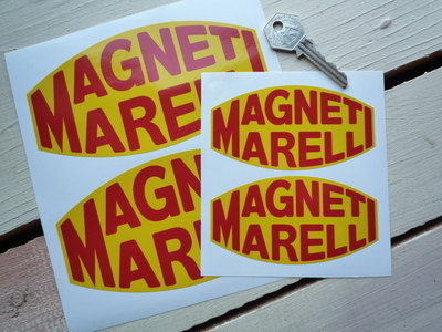Magneti Marelli Yellow & Red Stickers. 4" or 6" Pair,