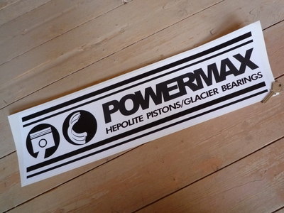 Powermax Hepolite Pistons Black & White Oblong Sticker. 23".