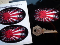 Japanese Fade To Black Oval Navy Flag Stickers. 3" Pair.