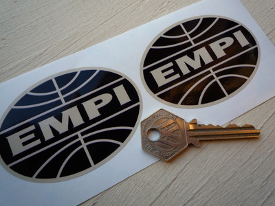 EMPI Black & Beige Oval Stickers. 3" Pair.
