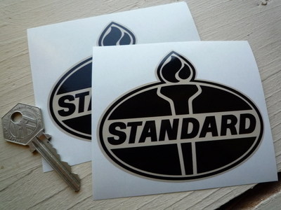 Standard Oil Torch Black & Beige Stickers. 4" Pair.