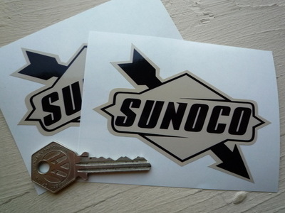 Sunoco Later Style Black & Beige Stickers. 4" or 6" Pair.