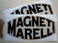 Magneti Marelli Black & Beige Blunted Oval Stickers. 6.5" Pair.
