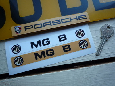 MG B Number Plate Dealer Logo Cover Stickers - 5.5" Pair