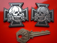 Skull & Iron Cross SS Style Self Adhesive Bike/Car Badges. 2