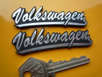 Volkswagen VW Script Style Self Adhesive Car Badges. 3" Pair.