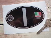 I Italy Italia & Raci Silver ID Plate Sticker. 5".