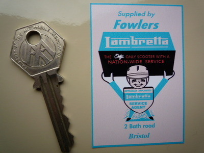 Lambretta Supplied By Fowlers Sticker. 1.75".