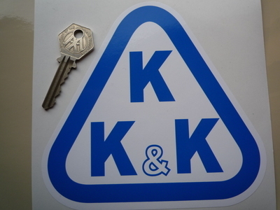 KKK Blue & White Triangle Logo Sticker. 6".
