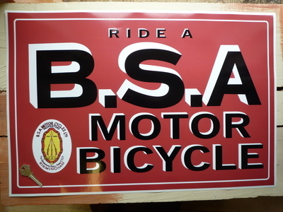 Ride a BSA Classic Workshop Showroom Sticker. 23.5".
