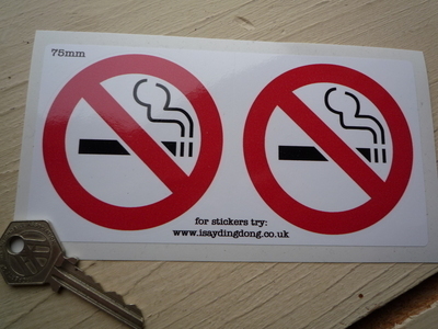 No Smoking Circular Stickers. 3" Pair.