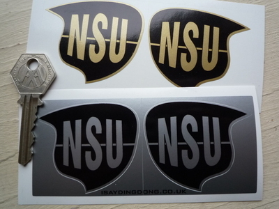 NSU Metallic Shaped Stickers. 2.25" Pair.